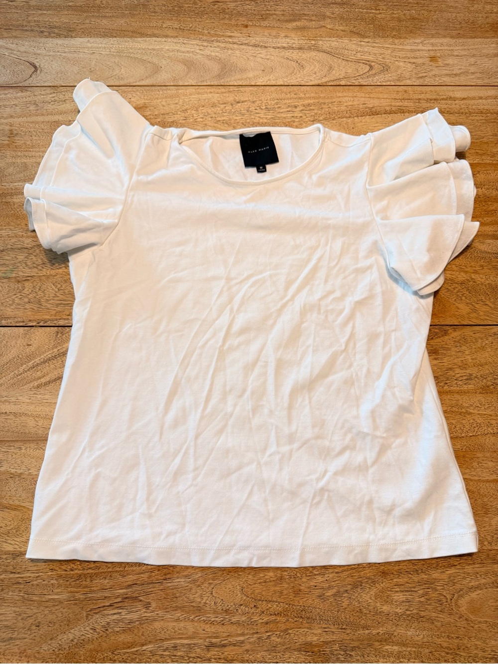 Alex Marie White Short Sleeve Ruffle Tee